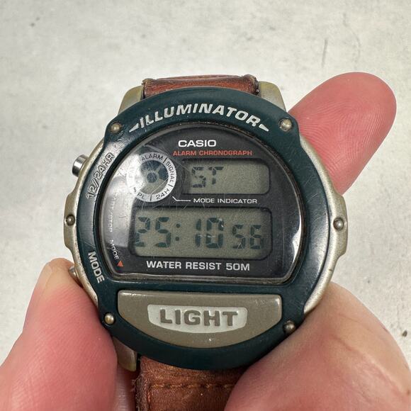 Casio Watch Mens 43mm Green Brown Illuminator Digital Sport New Battery READ - Picture 7 of 12